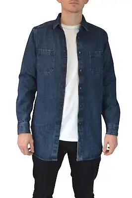 Buy ASOS Mens Blue Back Denim Shirt Jacket Chequered Back • 12.50£
