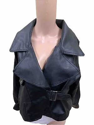 Buy D&M Black Faux Leather Jacket - UK Ladies Size S • 7.50£