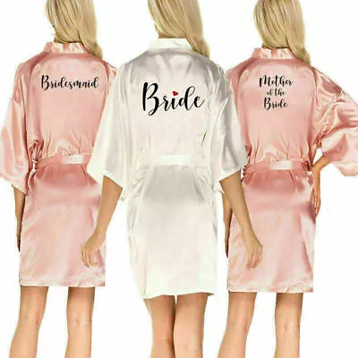 Buy Personalized Bride Dress Wedding V-Neck Satin Bridesmaid Gown Pajamas Mom Kimono • 9.29£