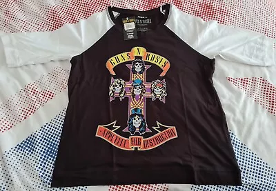 Buy Guns N Roses Ladies Raglan Appetite For Destruction T Shirt Size 3 XL • 10.49£