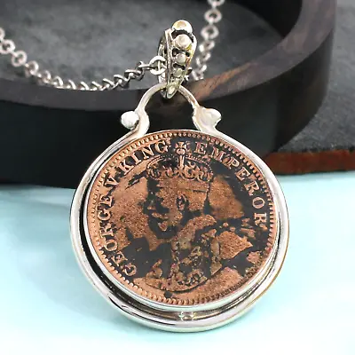 Buy Old Antique George V King Emperor Warrior Necklace Coin Pendant Men's Jewelry • 28.70£