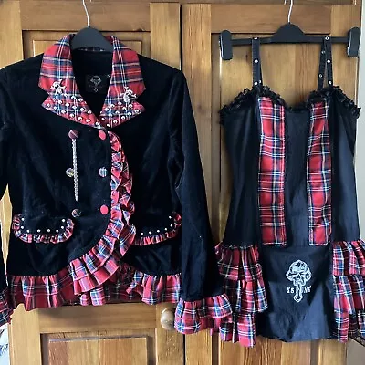 Buy XS PUNK Jacket & Dress, Size L, Punk Goth Rock Chick Steam Punk Tartan Skull • 39.99£