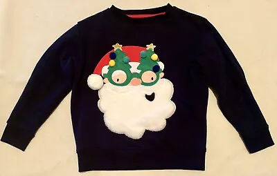 Buy NEXT Boys 5-6 Years Navy Blue Christmas Santa Jumper 100% Cotton BNWOT • 3.99£