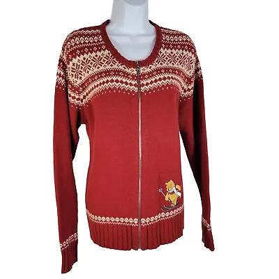 Buy Vintage Disney Catalog Winnie The Pooh Knitted Zip Cardigan Sweater Womens Large • 28.01£