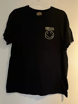 Buy Nirvana Smiley Black T Shirt  By Long Gone Small Medium Grunge Retro Rock Band • 15£