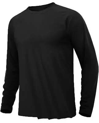 Buy Mens Plain Long Sleeve Crew Neck Pullover Summer Sports Workwear Casual T-Shirt • 1.49£