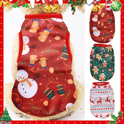 Buy Dog Cat Puppy Small Pet Christmas Jumper Santa Elf Vest Xmas Clothes T-Shirts UK • 3.99£