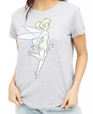 Buy Brand New Official Disney Ladies T-Shirt Tinkerbell Grey Size Medium 10 Bnwt • 5.99£