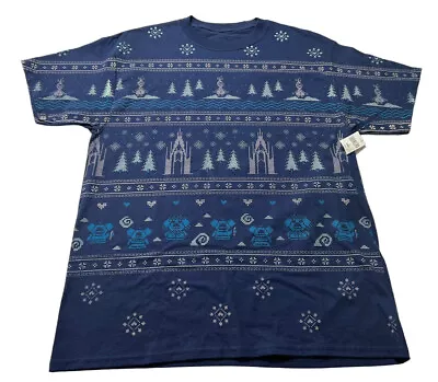 Buy NEW Disney Parks Frozen Christmas Sweater Print T-shirt Olaf Navy Adult Large LG • 24.56£