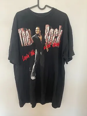 Buy Vintage 1999 Wwf Wwe The Rock Layin' The Smackdown Wrestling T-shirt Black Xl • 99.99£