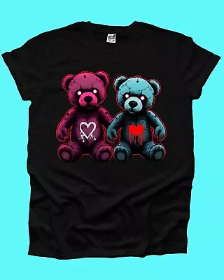 Buy Zombie Neon Teddy Bear Heart Gothic Horror Movie Demon Mens Tshirt Woman Unisex • 11.99£