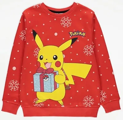Buy Pokémon Pikachu Red Christmas Sweatshirt Xmas Jumper Sweater Snowflakes 12-13 • 23.99£