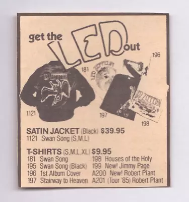 Buy 1988 Vintage Led Zepplin Get The LED Out Merch Shirt Jacket Mini Print Ad 1”x2” • 18.74£