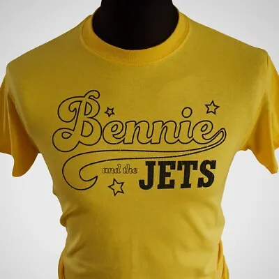 Buy Bennie And The Jets Retro T Shirt Tribute 70's Cool Mid Atlantic Music Navy Yell • 15.99£