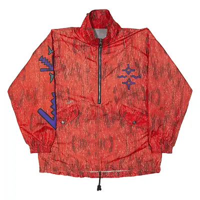 Buy Vintage ODLO Mens Pullover Jacket Red 90s Crazy Pattern M • 19.99£