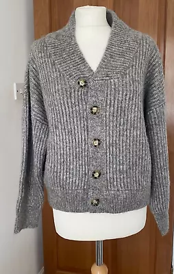 Buy Zara Grey Wool Blend Knit Bomber Jacket Cardigan  Bnwt Size S • 29.99£