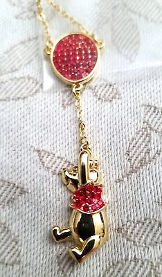 Buy Disney Couture Kingdom Winnie The Pooh 14K GP Red Crystal Balloon Necklace NWT • 57.64£