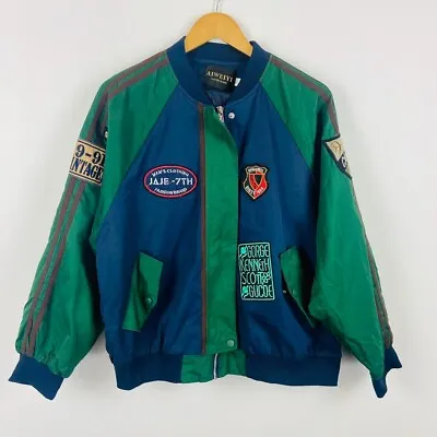 Buy Vintage Style Embroidered Patch Varsity Bomber Baseball Jacket Size L • 10£