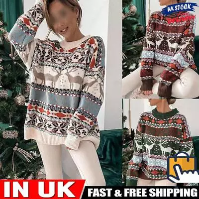 Buy Women Snowflake Deer Pattern Winter Sweater Casual Knitwear Sweater Daily Outfit • 17.89£
