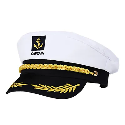 Buy Adult Yacht Boat Captain Hat Navy Cap Sailor Costume Hat Fancy Dress Costume Hat • 8.41£