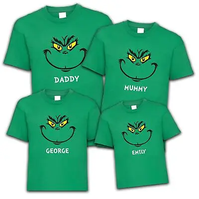 Buy Adults Kids Personalised Family Grinch Elf Matching Christmas Xmas T-Shirt Top • 9.95£