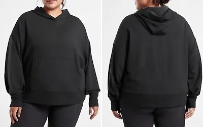 Buy NWT Athleta Balance Hoodie Sweatshirt Plus 3X 26W Black Pockets Relaxed Pullover • 48.17£