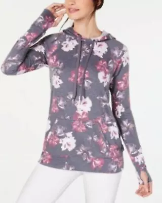 Buy New Women's Ideology Floral-Print Lace-Up Hoodie Bloom Heather RRP £42.99 • 19.99£