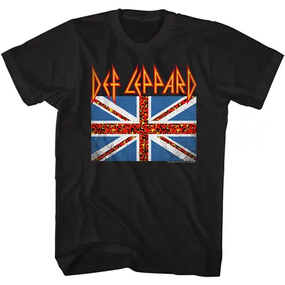 Buy Def Leppard Leopard Print British Flag Men's T Shirt Metal Music Merch • 40.37£