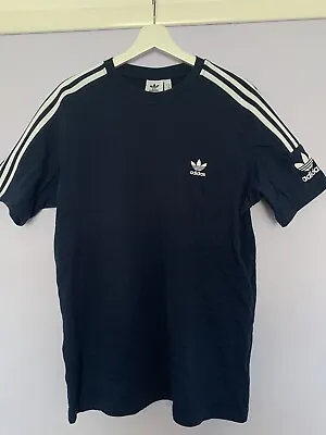 Buy Men’s Adidas Blue Tshirt Oversized Navy 3 Stripes Size M • 9.99£