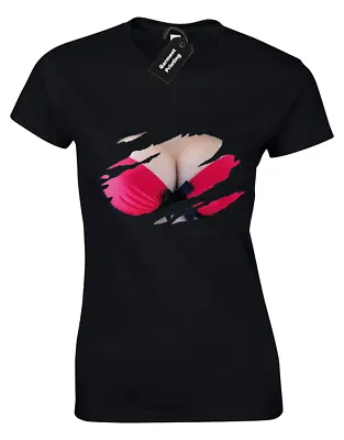 Buy Boobs Slashed Ladies T-shirt Funny Rude Design Joke Gift Present Idea (colour) • 7.99£