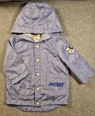 Buy Disney Baby Boys Mickey Mouse Light Hooded Jacket 0-3 Months Blue Summer Coat • 4£