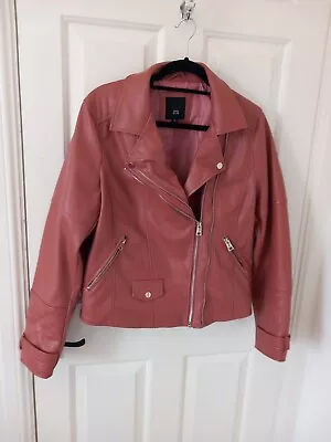 Buy River Island Soft Faux Leather Pink Jacket Coat Size 16 New Without Tags • 22.99£
