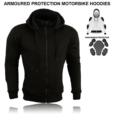 Buy Motorcycle Motorbike Armoured Hoodie Hoody Fleece Jacket Zip Up Removable Armour • 34.99£