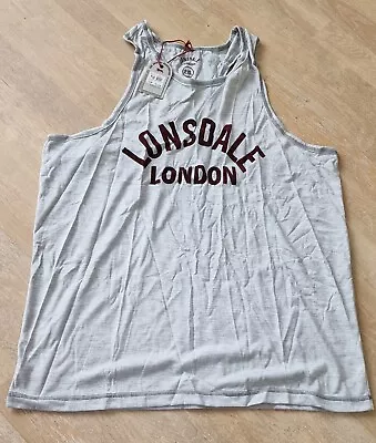 Buy Mens Grey Lonsdale Boxing Gym Running T-Shirt MUSCLE VEST RRP £22.99 GREY BNWT • 9.99£