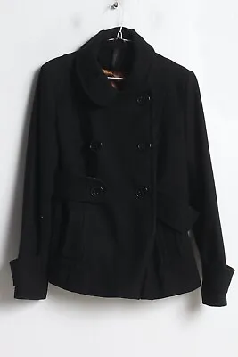 Buy Vintate Topshop Y2K Pea Coat Jacket - Black - Size 14 (70I)  • 9.99£