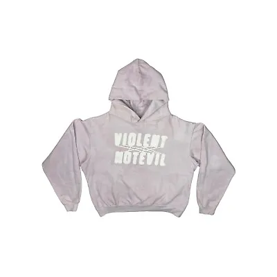 Buy Violent Not Evil Boxy Logo Hoodie Mens Small Bubble Gum Pink Overdye • 59.99£