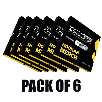 Buy 6 Pack Premium Aluminum Hookah Foil Pre Cut Pre Punch 6  Wide Thick 0.04mm • 36.93£