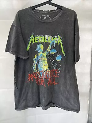 Buy Metallica And Justice For All Men's Grey T Shirt Size Large Distressed • 24.99£