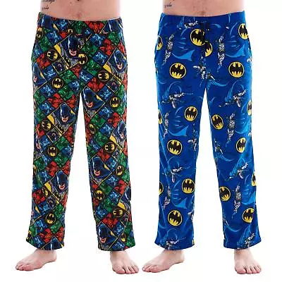 Buy Official Batman Design 2pk Mens Soft Fleece Pyjama Trouser Bottoms Night Wear • 19.99£