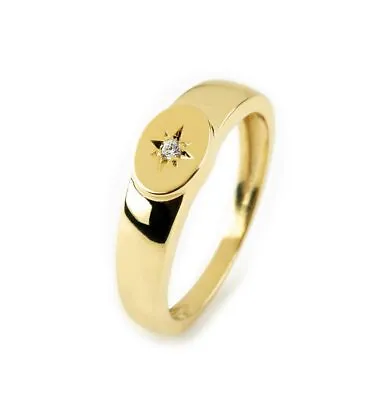 Buy Diamond Compass Ring Solid Gold 9k,14k,18k Signet NorthStar Diamond Ring RN363-1 • 184£