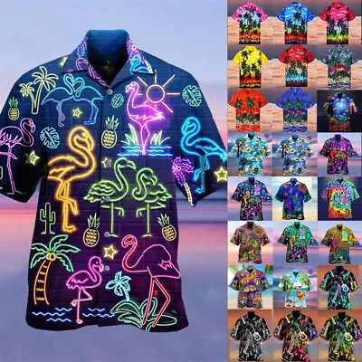 Buy Mens Hawaiian Shirt Stag Palm Tree Aloha Holiday Beach Summer Fancy Party Blouse • 3.99£