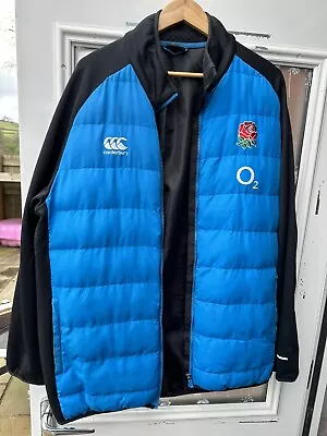 Buy Canterbury England Rugby Logo Blue Thermoreg Puffer Jacket Mens Size XL • 25£