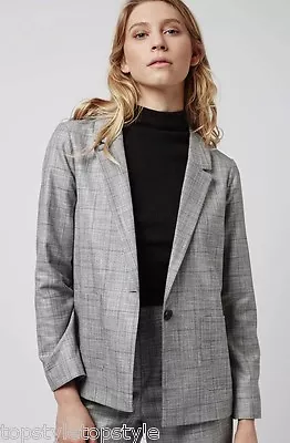 Buy Topshop Grey Shadow Of Checked Suit Blazer/jacket Szs  10 And 14 Only • 19.99£