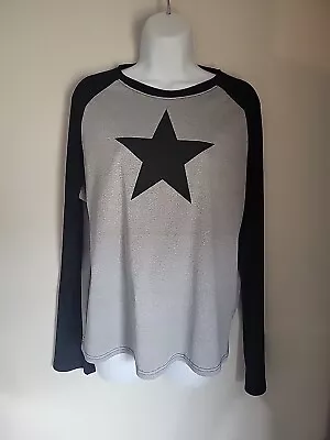 Buy Romwe Black And Gray Raglan Star Oversized Long Sleeve Graphic T-shirt Size M • 5.91£