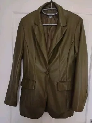 Buy Primark Sage Green Faux Leather Jacket Size 8 • 12.99£