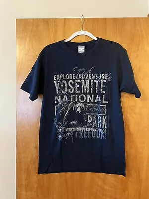 Buy YOSEMITE NATIONAL PARK Graphic Tee T-Shirt Navy Blue Travel Tourist Size Medium • 28.81£