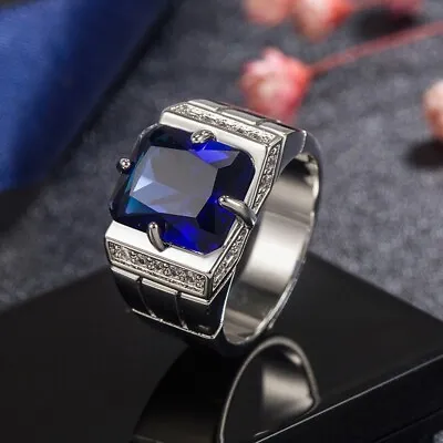 Buy Domineering Men's Ring 925 Sterling Silver Crystal Stone Ring Jewellery Gift UK • 3.99£