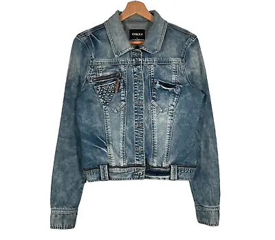 Buy Only 1 Denim Jacket Womens Size UK 10 EU 38 Blue Smart Casual Cotton Pockets • 16.97£