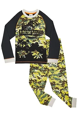 Buy Jurassic World 2 Piece Pajama Set Dinosaur Camouflage Print For Boys • 10.99£