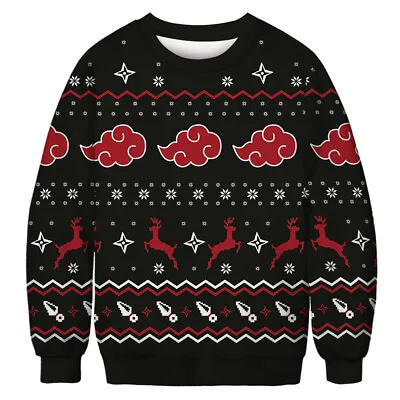 Buy 3D Naruto Akatsuki Christmas Sweater Ugly Xmas Jumper Pullover Hoodie Xmas Gifts • 17.47£